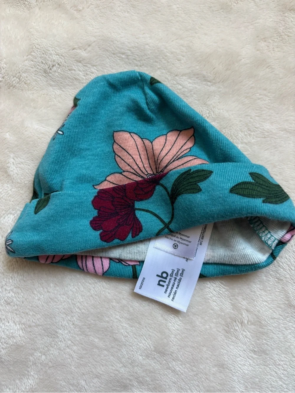 NWOT Carter’s Baby Girl 4-Piece Turquoise Floral Set - Sleeper, Hat, 2 Bodysuits